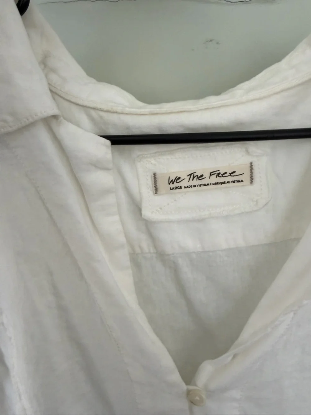 We The Free White Linen Button-Front Crop Shirt - Picture 2 of 3